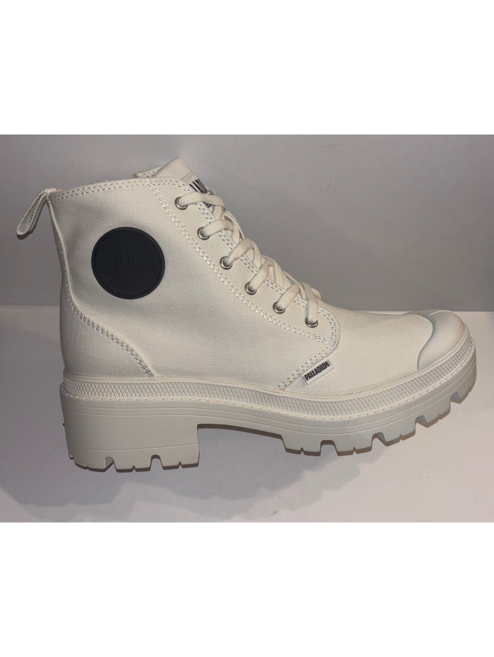 Palladium Pallabase Twill Womens 7 Star White Platform Combat Boots NIB